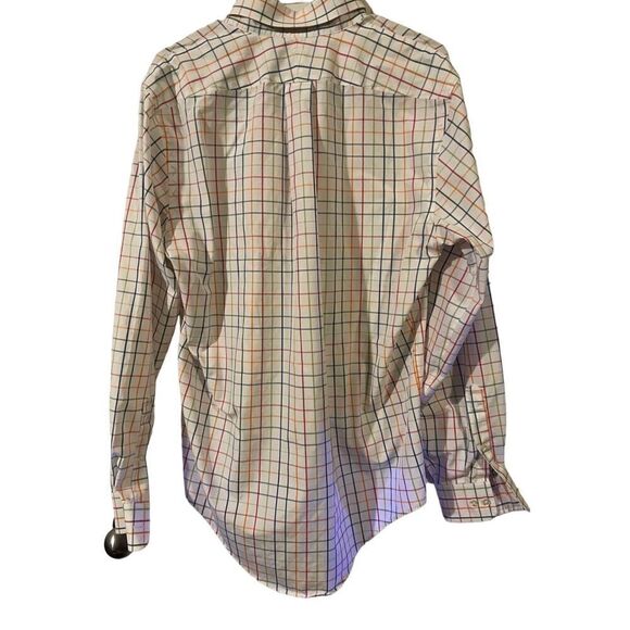 Lands End Mens Multicolor Tattersall Plaid Classic Button Down Shirt Size 34-35 - Picture 4 of 11